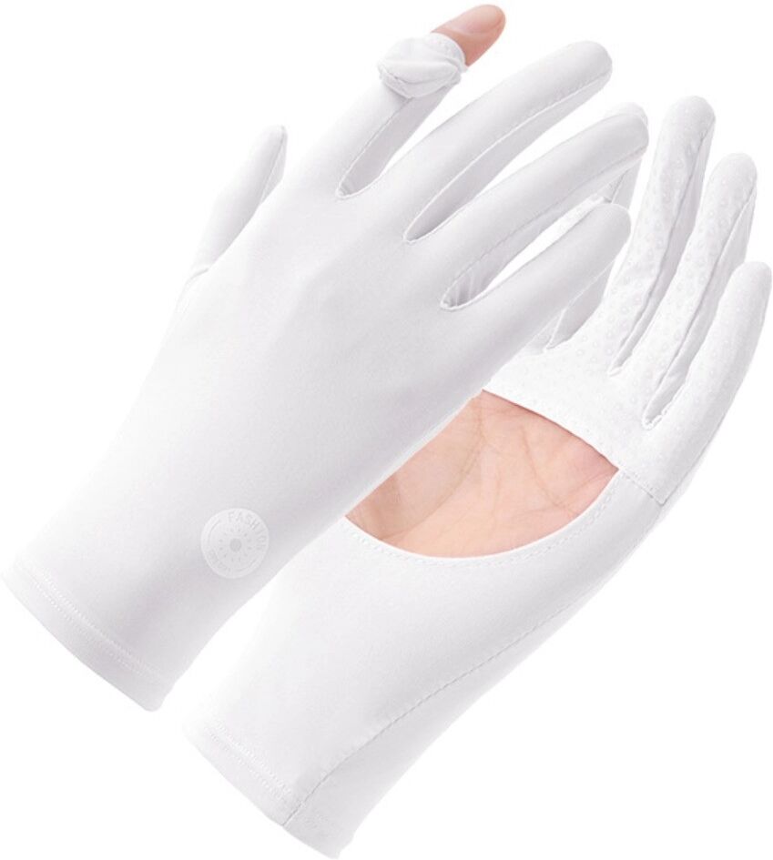 INF Eisseide UV-Schutz Touchscreen-Handschuhe – 1 Paar, Atmungsaktiv, Kühlend, Schweißabweisend, Winddicht Weiß