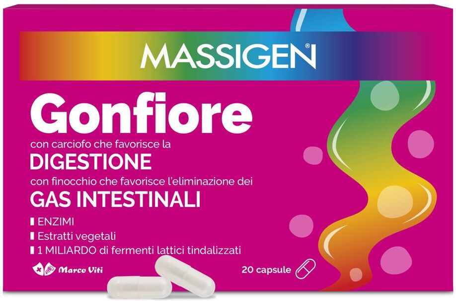 MARCO VITI FARMACEUTICI SpA Massigen Gonfiore, Integratore Alimentare, 20 Capsule