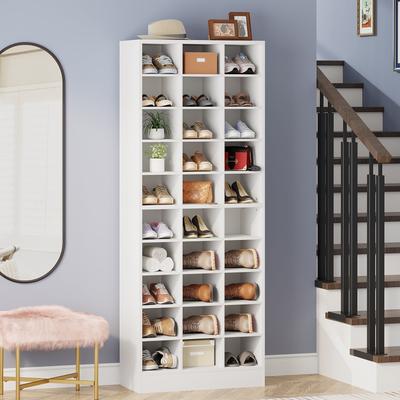 Envelor Tribesigns 10-Tier Shoe Cabinet, Wooden Shoe Storage Rack with 30 Cubbies