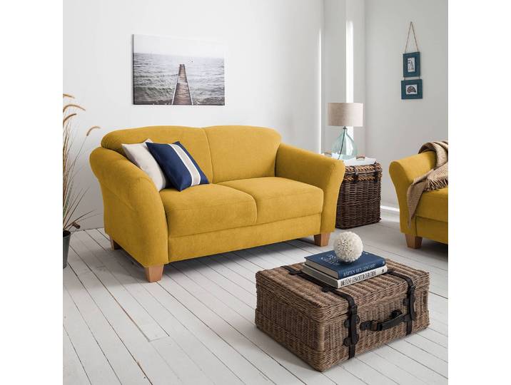 Sofa 2-Sitzer Webstoff Gelb/Safrangelb Webstoff 163 x 84 x 89cm Natur