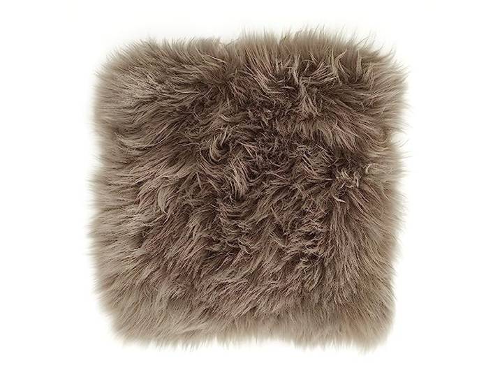 -LUXOR- living Sitzkissen, Schaffell echt, Lammfell, eckig 34 x 34 cm Taupe