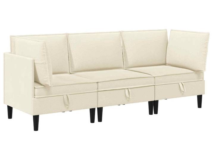 Ensemble de salon vidaXL 3 pièces\, tissu crème