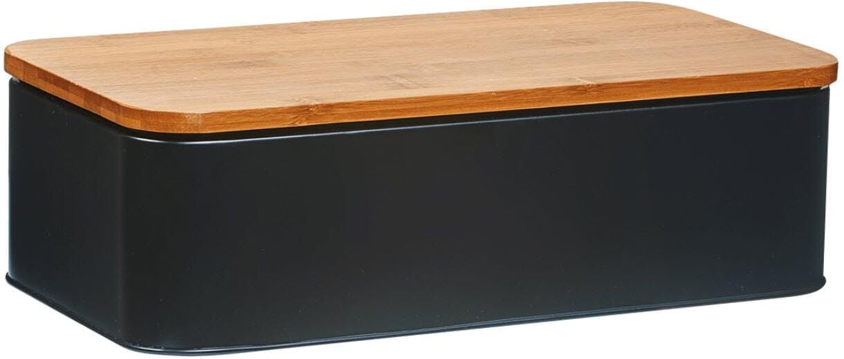 Brotkasten ZELLER PRESENT, schwarz, Bambus, Lebensmittelaufbewahrungsbehälter, Brotkasten schwarz Einheitsgröße