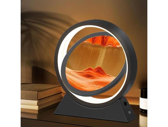 Cadre Sable Mouvant 3D Sablier Decoratif avec Veilleuse LED Image de Sable Dynamique Peinture de Sable Qui Coule (noir)