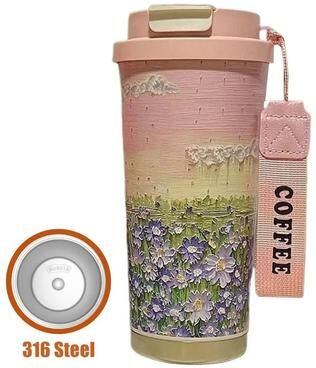 Uplift Treasures Wildflower Stainless Steel Coffee Tumbler b 500 Ml