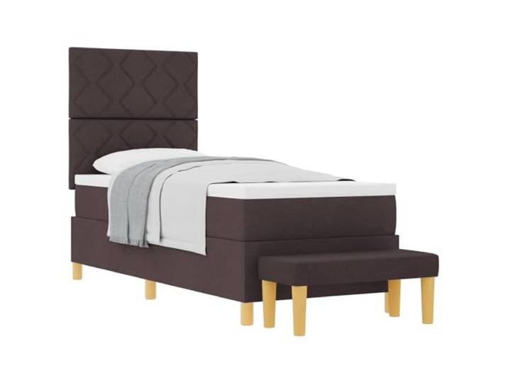 KTHLBRH Boxspringbett mit Kopfteil dunkelbraun 200 x 80 cm Stoff Technisches Holz, Polyester, mittelfeste Schaumstoffmatratze, inklusive Sitzbank, feuchtes Tuch