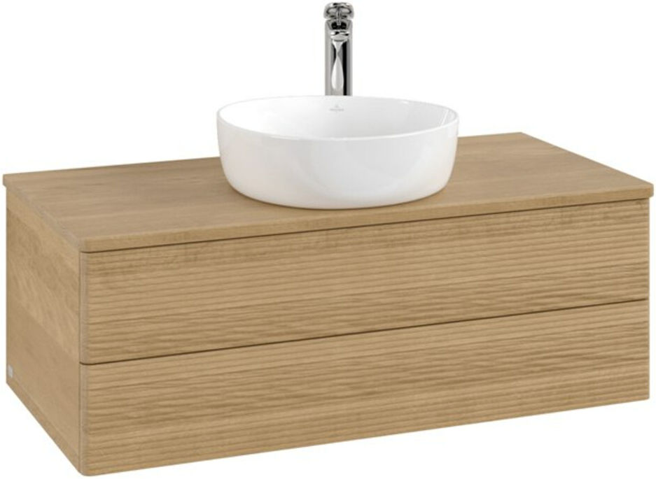V&B; Waschtischunterschrank mit Frontstruktur -Beleuchtung Antao 100x36x50cm, HL, WBP hon. Oa, hon. Oa ; Villeroy & Boch (L20151HN)