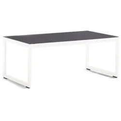 Sieger Loungetisch 110x60x44cm weiss, Tischplatte Spraystone eisengrau