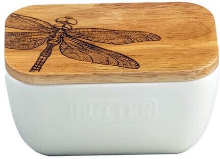Selbrae House Just Slate Company Dragonfly White Butter Dish