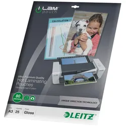Leitz, Laminierfolie, Laminiertaschen (A3, 25 Stk., 80 μm)