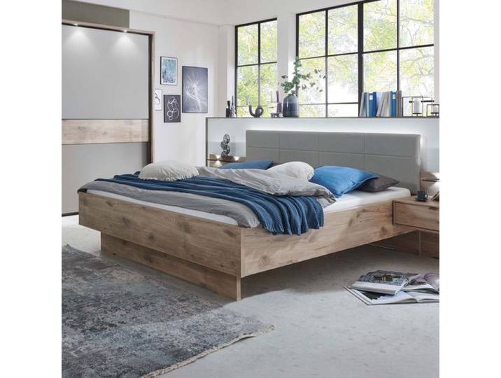Bett Carivon Komfort Eiche Dekor 180x210cm modern, Mit Beleuchtung höhenverstellbar