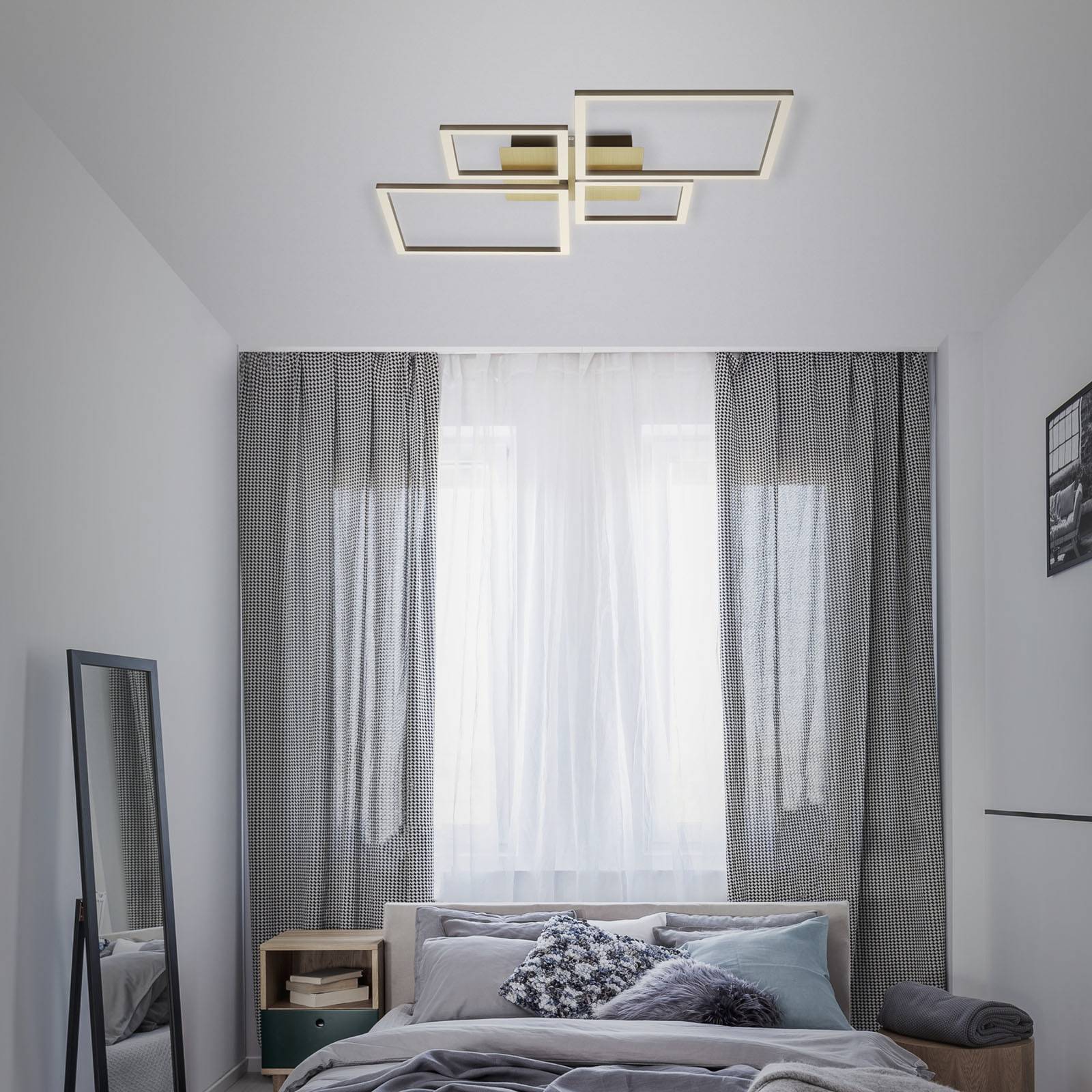 Briloner LED Ceiling Light Frame, dimmable, Brass / gold, Living / Dining Room, metal, Modern, Ceiling Light