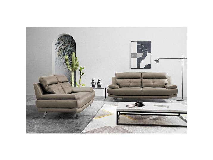 Livetastic 3-Sitzer-Sofa, Taupe, Metall, Echtleder, Rindleder, 225x92x99 cm, Made in EU, Rücken echt, Lederauswahl, Wohnzimmer, Sofas & Couches, Ledersofas