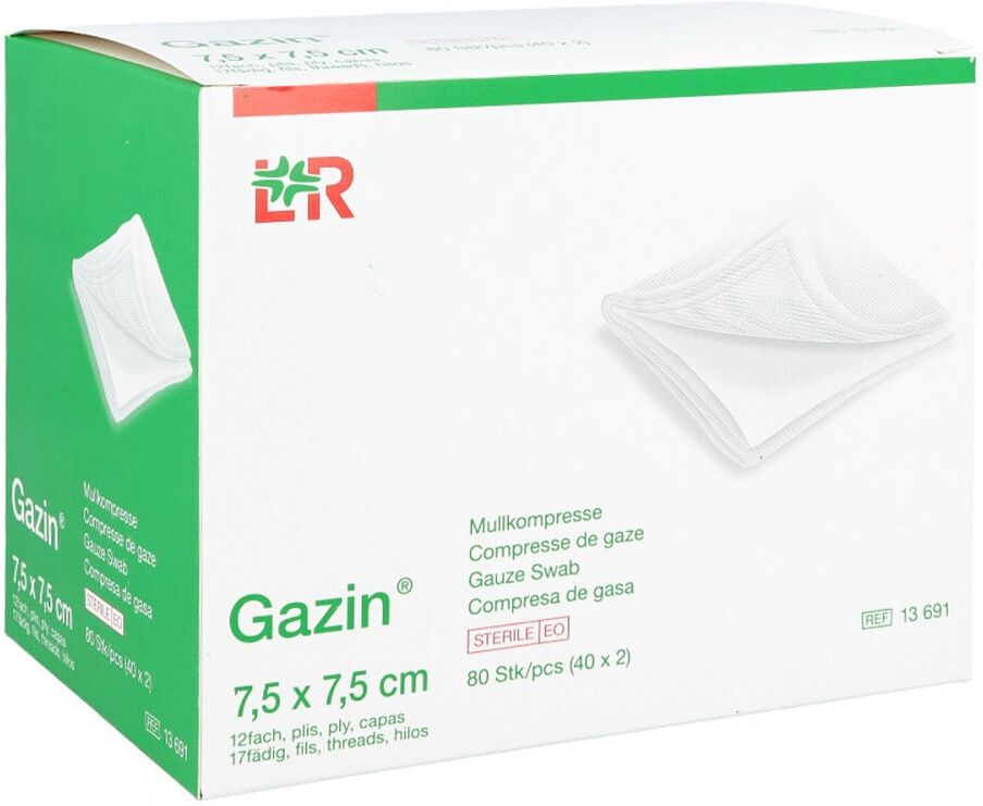 Gazin Mullkompresse 12fach 7,5x7,5cm steril