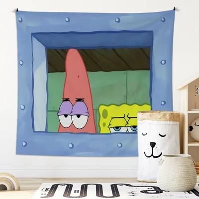 Inspired Finds Potdemiel SpongeBob Octopus Brother Cartoon Hanging Tapestry For Bedroom Decor 59.06x78.74 In patrick+spongebob