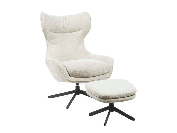Fauteuil pivotant taupe avec repose-pieds