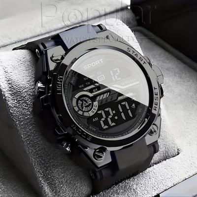 Friendly Fresh Finds Multifunction Waterproof Mens Sports Watch With LED Display And Alarm black