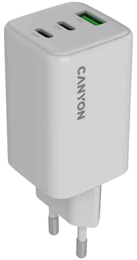 Canyon Charger CU65ACC GaN Oplader 65W 2xPD 1xQC Wit