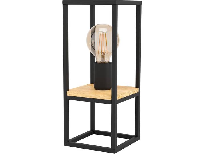 Eglo Tischlampe Libertad Schwarz, braun Holz/Stahl H 35 cm