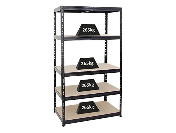 PROREGAL Schwerlastregal Tiger Schwarz 180x100x60cm für Gesamtlast 1365kg Kellerregal, Steckregal, Garagenregal, Lagerregal