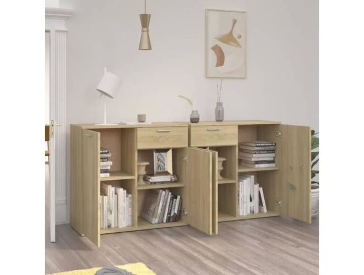 JIM - MEUBLE ENFILADE - Buffet Chêne sonoma 160x36x75 cm Aggloméré(9867)