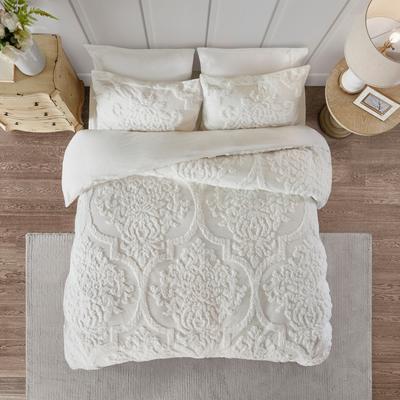 Madison Park Viola Tufted Cotton Chenille Damask Duvet Cover Set