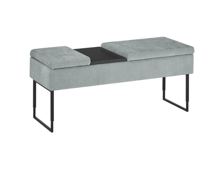 Dieter Knoll Bettbank, Hellblau, Holz, Metall, Fichte, Kiefer, Schichtholz, Sperrholz, Hartholz, 124x45.5-61.5x49 cm, Stoffauswahl, höhenverstellbar, Wohnzimmer, Hocker, Sitzhocker