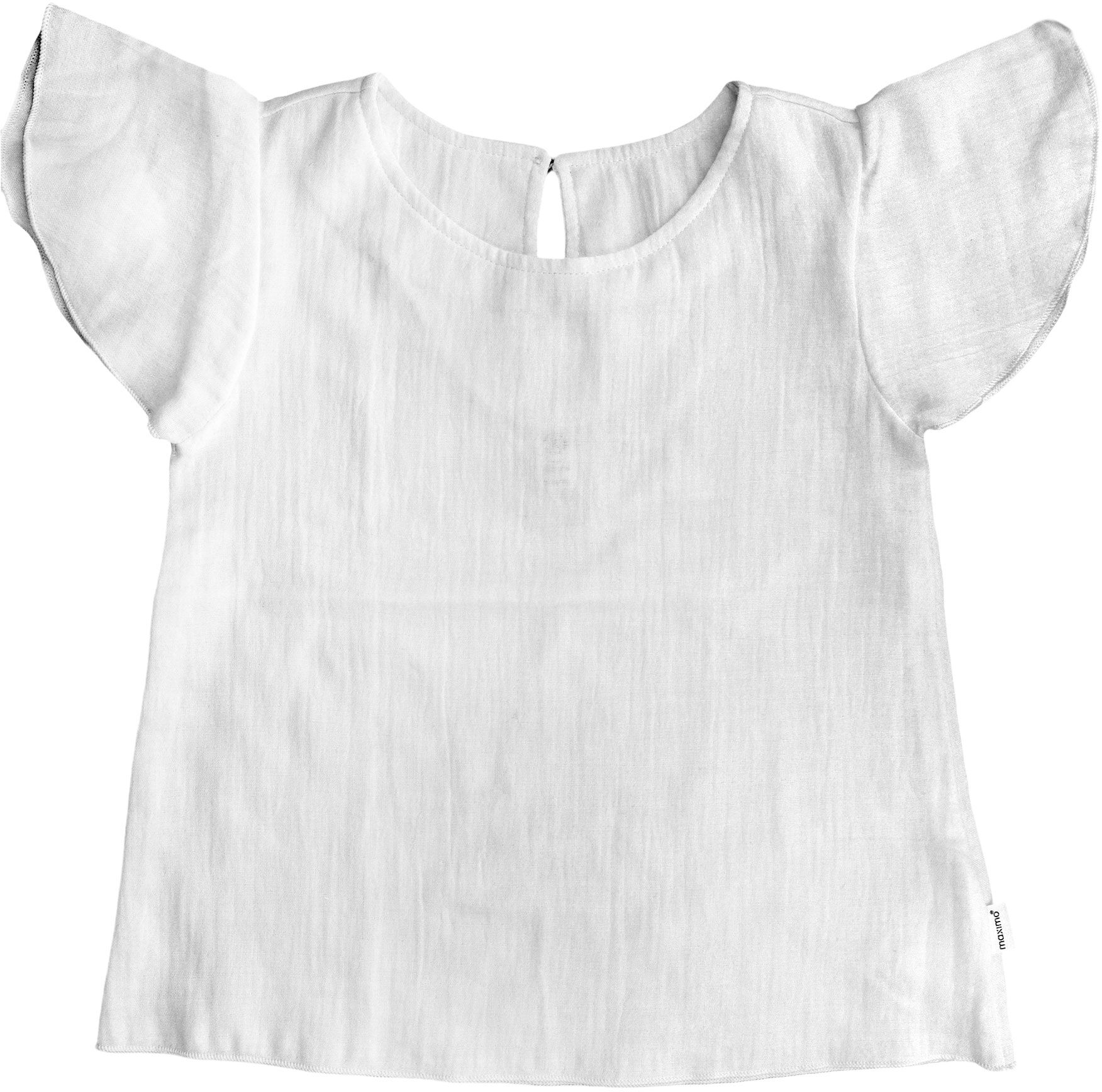 T-Shirt MAXIMO, Mädchen, Gr. 98/104, weiss (weiß), Web, Obermaterial: 100% Baumwolle, Shirts T-Shirt, Weiss, Musselin, Flügelärmel, Knopfverschluss, Mädchen weiß 98/104