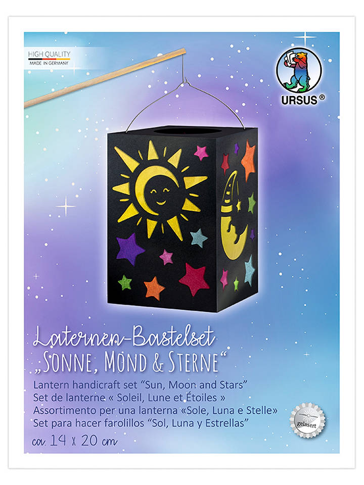 URSUS Laternen-Bastelset "Sonne, Mond & Sterne" in Schwarz - onesize