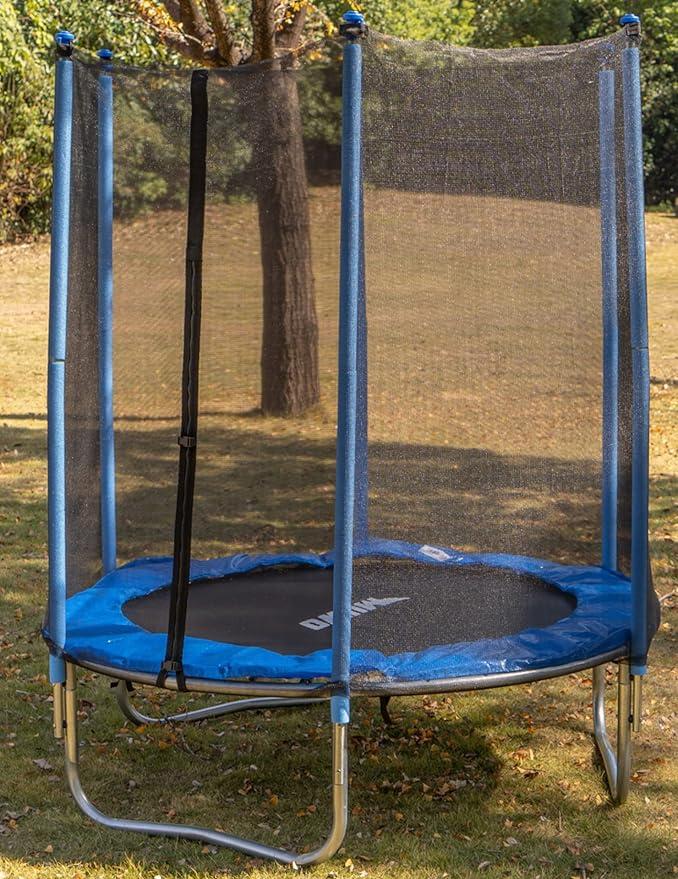 Jump Outdoor Trampolin mit Sicherheitsnetz, 182 cm, Robustes Stahlgestell, runde Sprungfläche, max. Belastbarkeit 150 kg, gepolsterte Sicherheitsstangen, inkl. Montageanleitung