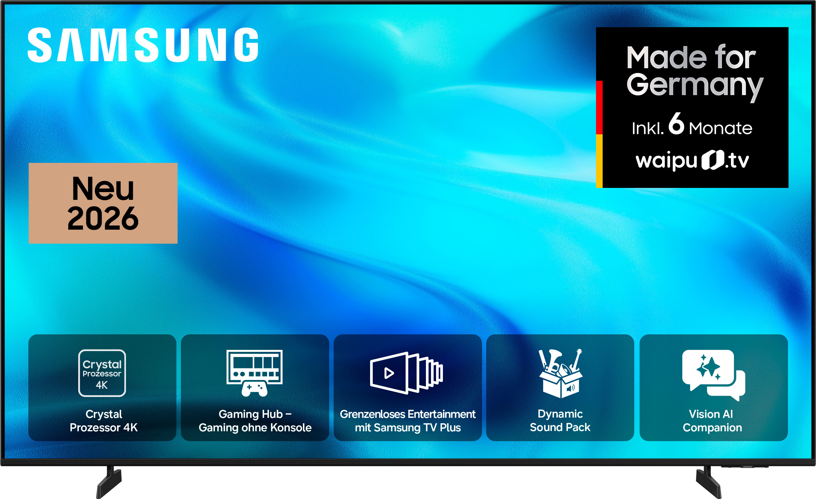 Samsung LED-Fernseher "GU85U7099HU", Energieeffizienz: F, schwarz, 85 ″, Fernseher, PurColor, HDR 10+, OTS Lite für 3D-Sound, Gaming Hub, AI Companion, LED-Fernseher