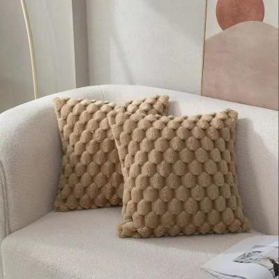Inspired Finds Plush 3D Pineapple Grid Throw Pillowcase Soft Decorative Cushion Cover For Sofa, Bedroom & Living Room 1pcs Khaki
