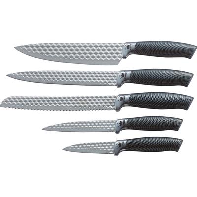 Messer-Set KING "CARBON DIAMOND", silber (edelstahlfarben), Spezialklingenstahl, Stahl, Kochmesser-Sets, Klingen mit Rautenstruktur