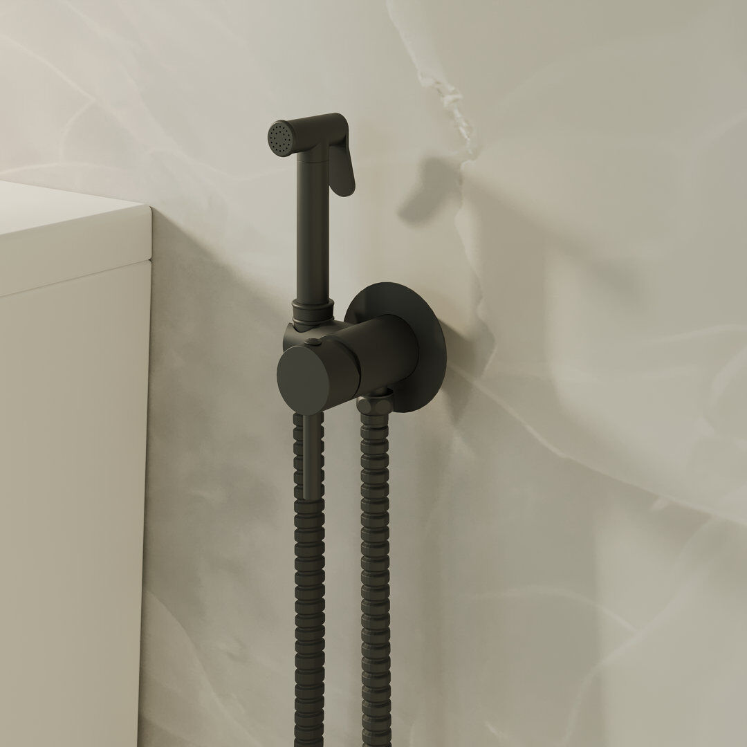 Belfry Bathroom Maggio Round Concealed Thermostatic Douche - Chrome Matte Black