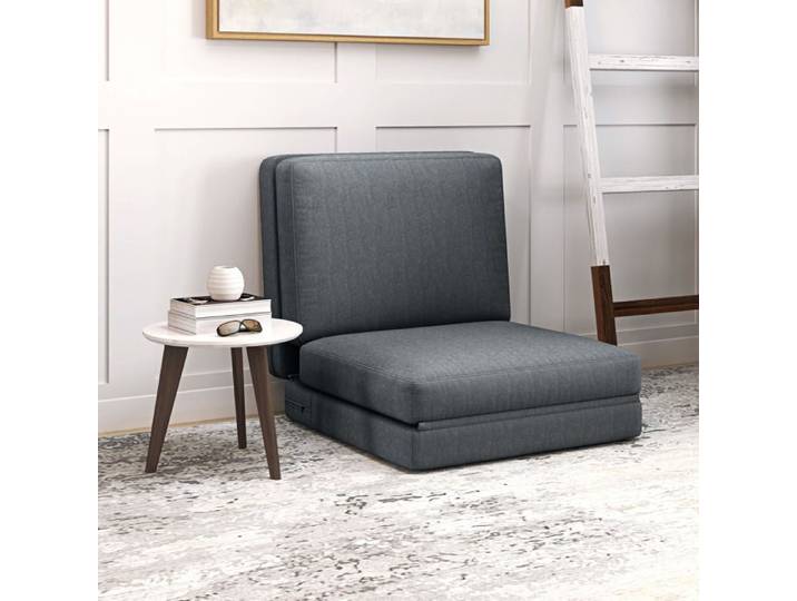 Fauteuil de sol pliable - Lazy Sofa - Tissu effet velours - Convertible 1 place - L75 x P268 x H12/18 cm