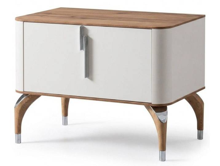 Xlmoebel Nachttisch Modernes Weißes 2er Nachttisch Holz Metall Nachttische Schlafzimmer (2-St., 2-tlg)