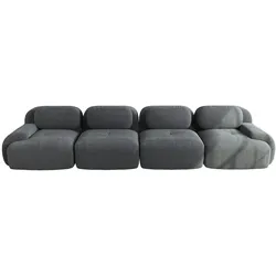 Merax Modulares Cord Sofa 4-Sitzer, Cloud Sofa rahmenlos, bodennah mit tiefer Sitzfläche, weich & bequem, rutschfest, Grau
