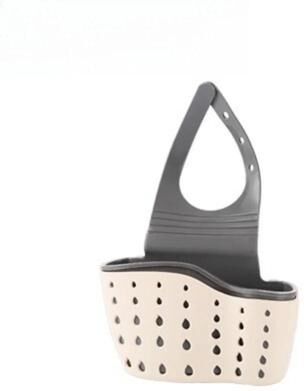 Uplift Essentials Adjustable Snap On Sink Draining Bag Double Layer Kitchen Sponge Holder cream