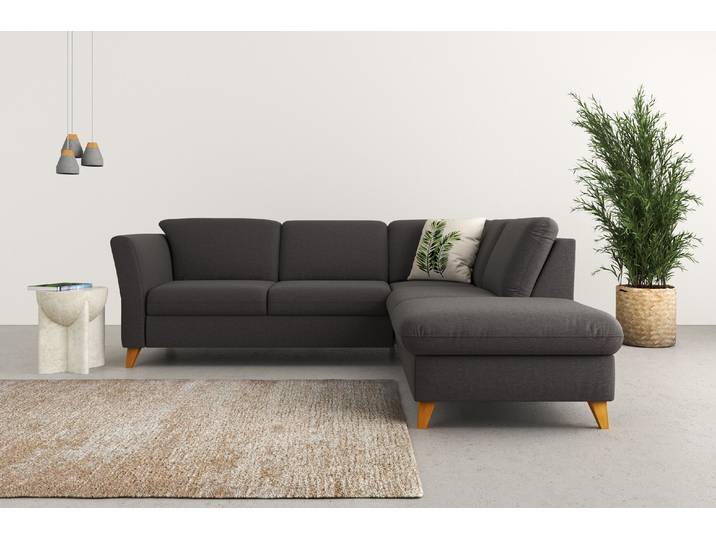 Ecksofa, Luxus-Microfaser Euphoria, Grau (Fango), 252×213 cm, Ottomane Rechts, Klassisch, Home-affaire