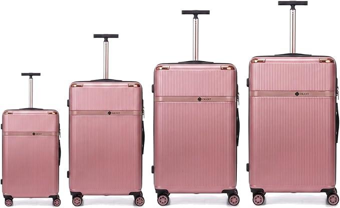 Hartschalenkoffer-Serie mit Schminkkoffer, TSA-Schloss und 8 Spinnrollen, Kabine bis XXL, rose, 4er Set, Hartschalen-Spinner