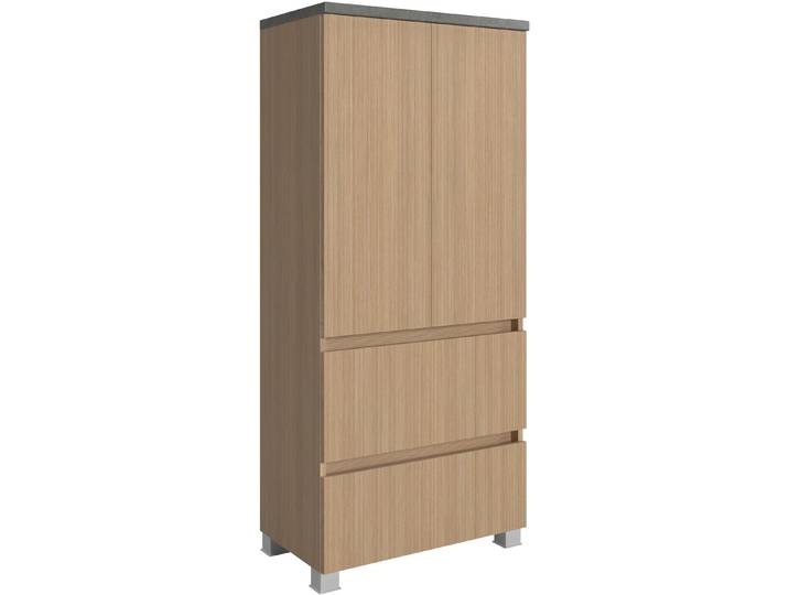 Midischrank WELLTIME EIXO, 2 Türen, 2 verstellbare Einlegeböden, 2 Softclose-Auszüge , braun (eiche hell), B:60cm H:131cm T:35cm, Holzwerkstoff, Schränke, Midischrank