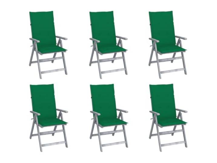 HPUYRFG Hochlehner Verstellbar 6 STK. mit Auflagen Massivholz Akazie Grau 5-stufig verstellbar, Armlehnstuhl, Outdoor, belastbar bis 110 kg, mit Auflagen