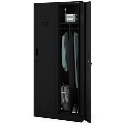 Jan Nowak Umkleideschrank Spind KACPER 2 Abteile, Etikettenhalter | Umkleidespind Metall Schließfachschrank Garderobenspind, 180x80x50cm Schwarz