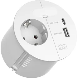 Bachmann, Steckdosenleiste, LOOP IN CHARGE Steckdose USB A/C Montagestecker, weiss (938.303) (2x, CEE 7/3)