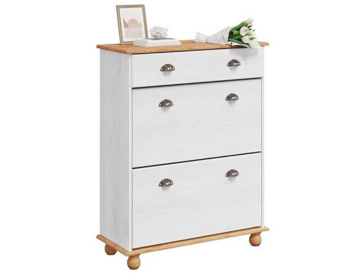 Armoire à chaussures - - Range-chaussures - Bois de pin massif - Blanc - 85x35x108 cm @60641