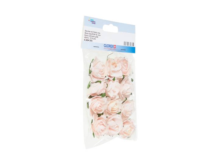 Glorex Röschen mit Draht Rosa 4 cm 12 Stück