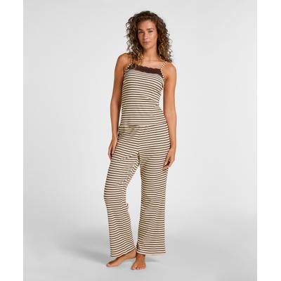 Pyjama HUNKEMÖLLER "Pyjama Set Lace", Damen, Gr. S, beige (braun), 45% Viskose, 45% Baumwolle, 10% Elasthan, Homewear-Sets Pyjama
