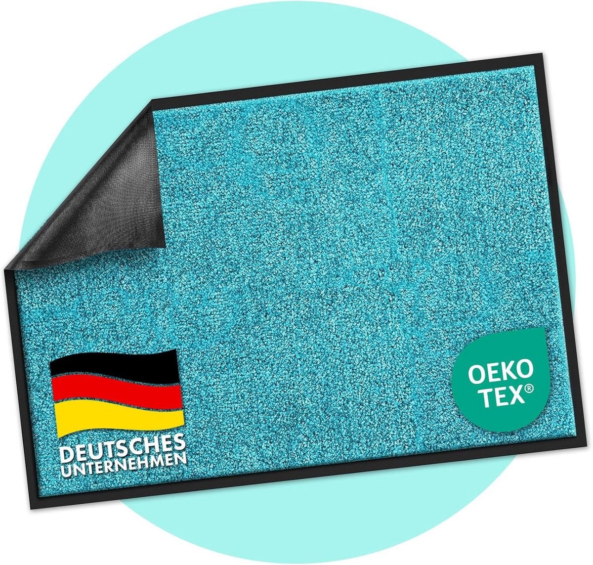 Wasbare Vuilvangmat Turquoise 90x150 cm - Antislip Deurmat