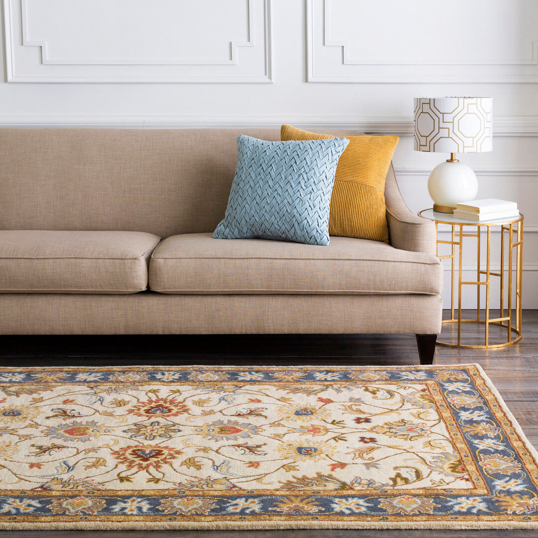 Livabliss Caesar Traditional Wool Hand Made Area Rug Yellow;Brown Rectangle 152 x 244 cm