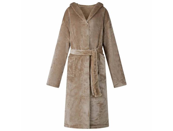 vidaXL Bademantel Hoodie Kamel XXL Flanell